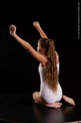 Underwear Woman White Kneeling poses - ALL Average long brown Standard Photoshoot  Academic